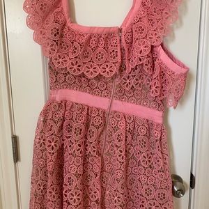 Off shoulder cocktail hot pink dress size 10. Worn once. Runs small, Fits 6/8.